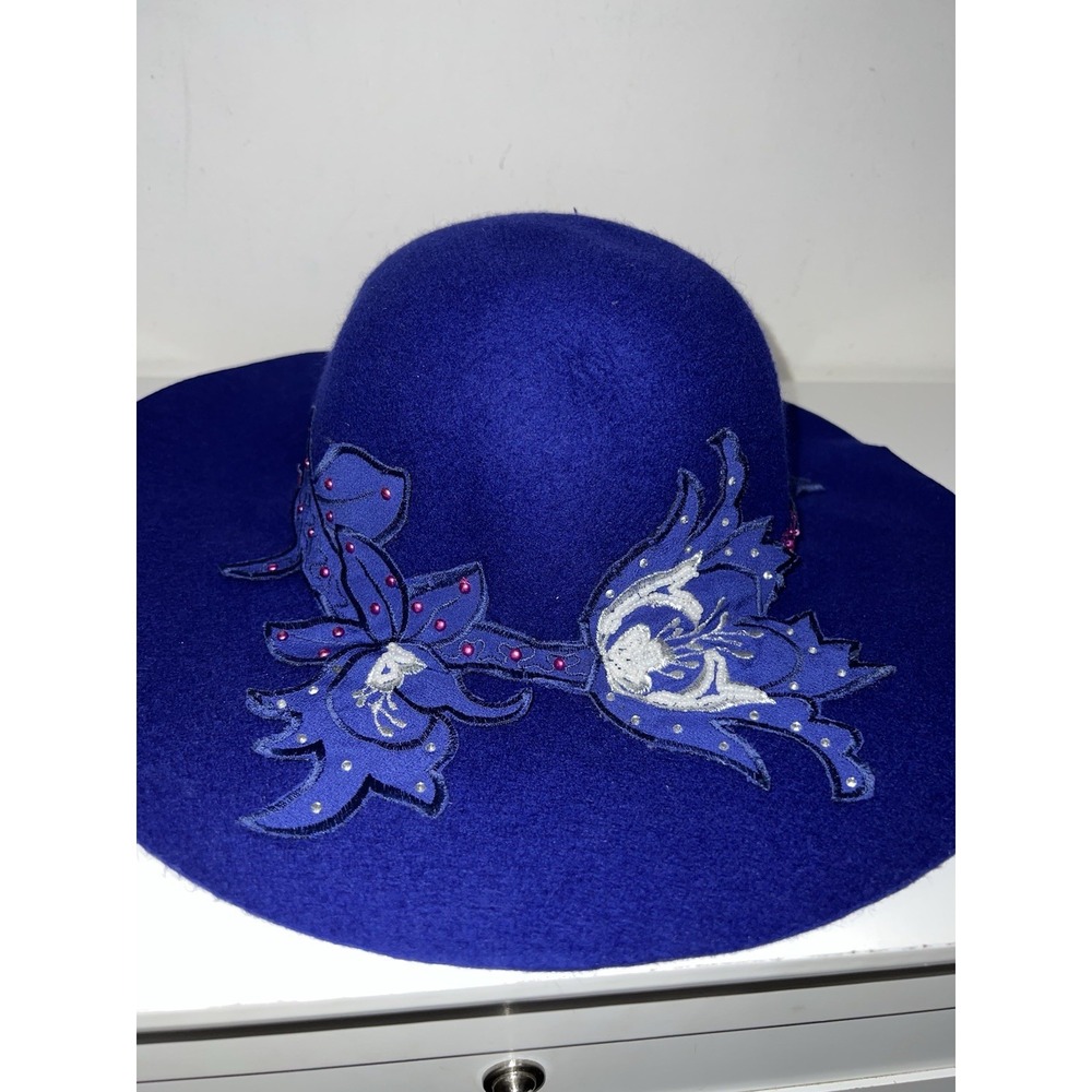 Handmade By Kam 100% wool Hobo Flower power Hat Purple Women's‎